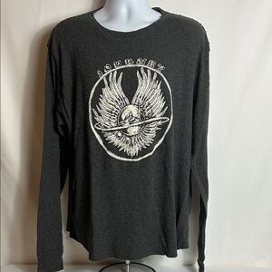 Lucky Brand Men's Size XL Journey Graphic Gray White Long Sleeve Thermal T Shirt